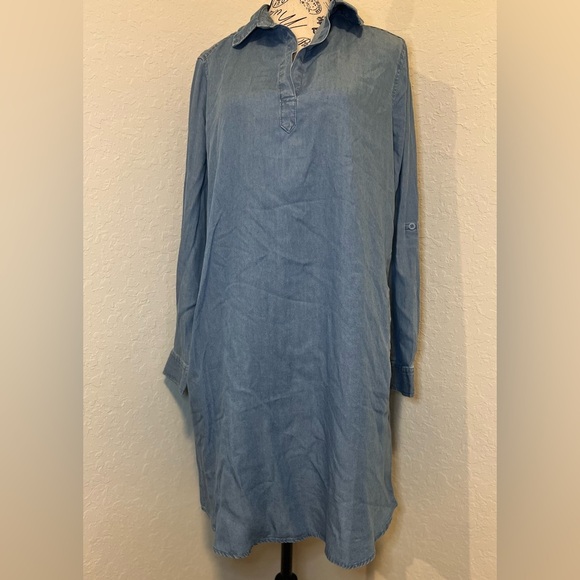 Como Vintage Denim Blue Long Sleeve Shirt Dress - Picture 2 of 11